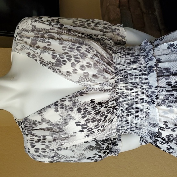 🆕️ EXPRESS Animal Print Asymmetrical High-Low Ruffle Midi Dress SIZE: S - Picture 3 of 12